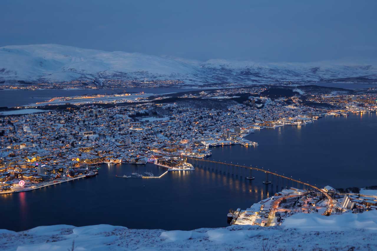 La ville de Tromso vue de haut